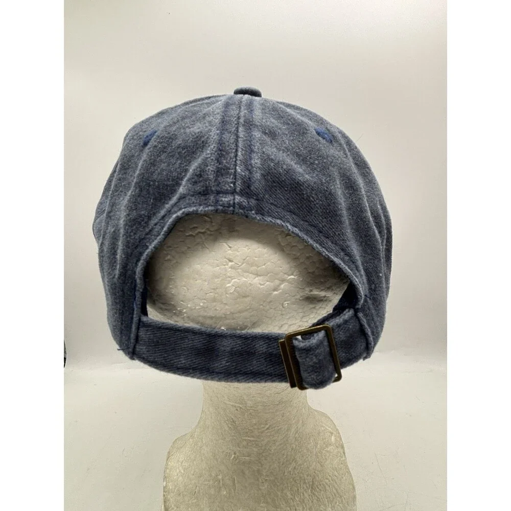 Peeking Black Cat Denim Hat Acid Wash Blue Grey Novelty Unstructured Dad Cap